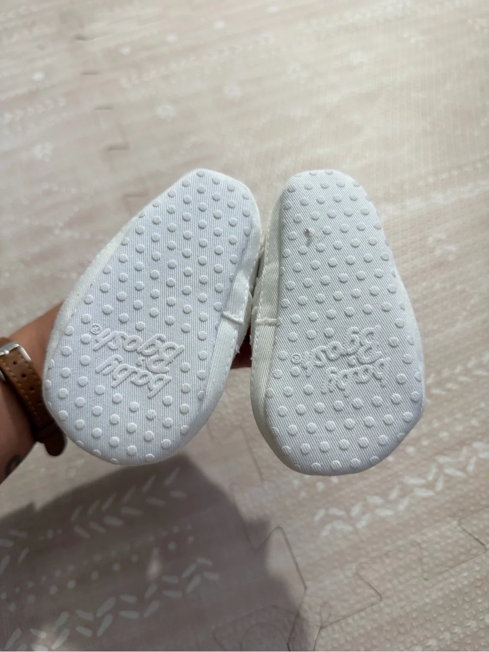 Baby Slip-On Walker Shoes in White with Dot Texture